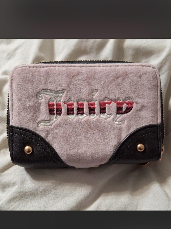 Juicy Couture Handbags - Juicy Couture Pink and Black Plush Zip Around Wallet